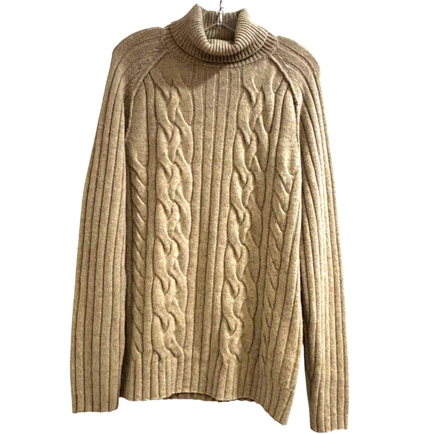 Banana Republic Cable Knit Pullover Sweater Size M Soft Italian Beige Wool Blend